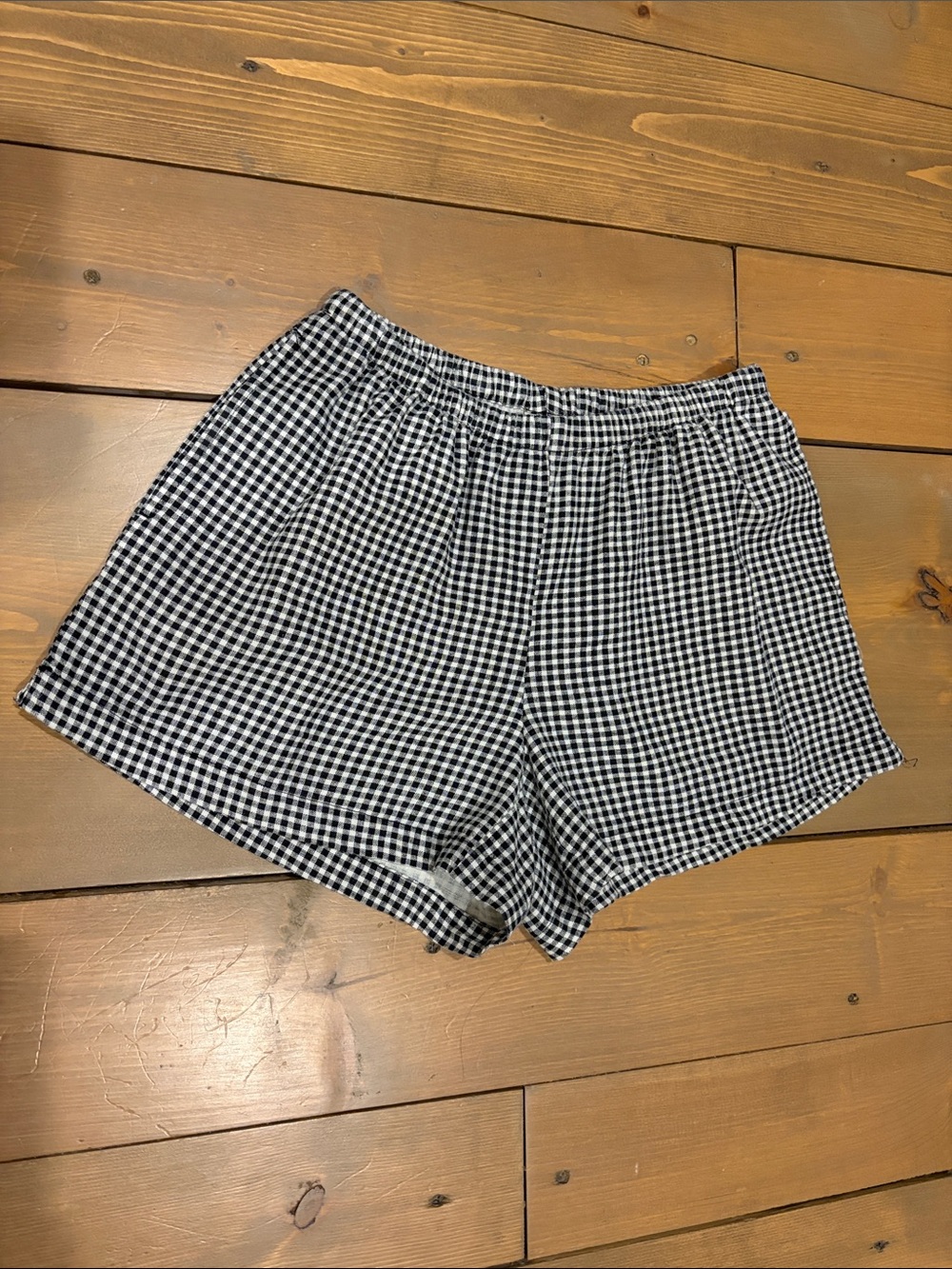 a new day Black and White Gingham Elastic-Waist Women's Shorts